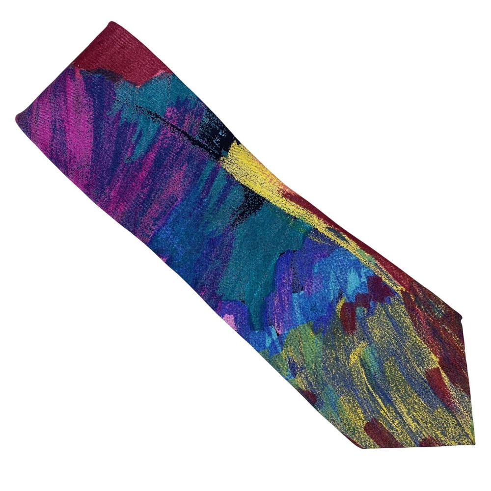 VTG Brittany Bay Tie Mens Abstract Colorful Painterly Artistic Palm Beach 55x4‎